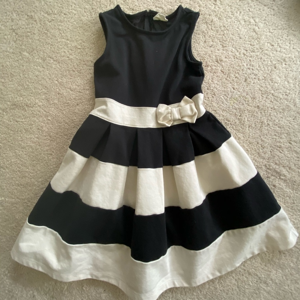 Cute black and white striped dress with bow